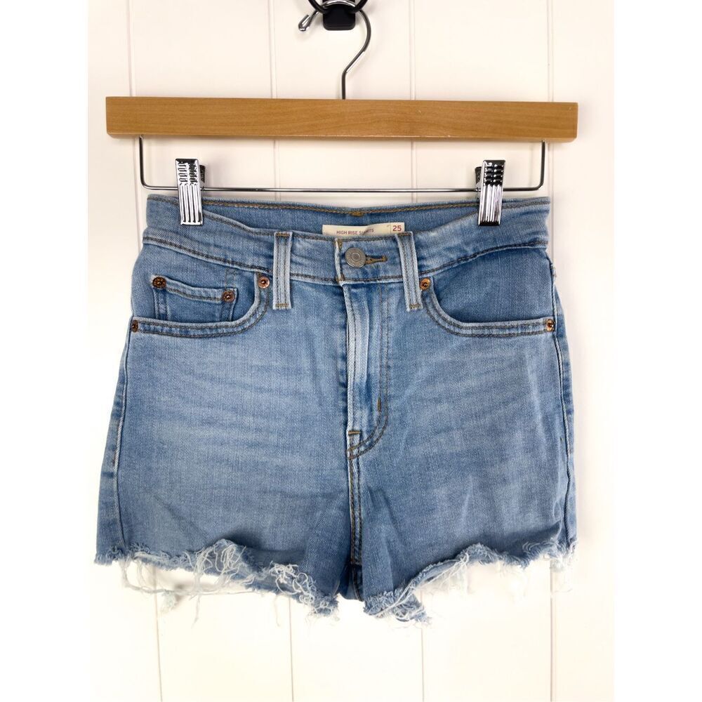 Levis High Rise Shorts Light Wash 2” Inseam Stretch Size 25
